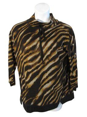 Tru Luxe Jeans L Shades of Brown Animal Print Sweatshirt Shirt Top
